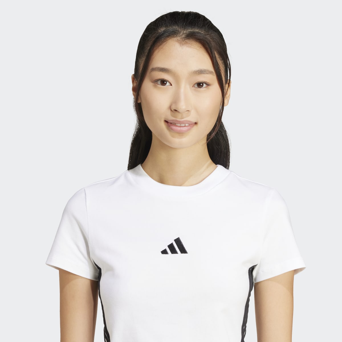 T-shirt de Mulher Essentials Slim Baby 3 Faixas Branco-3