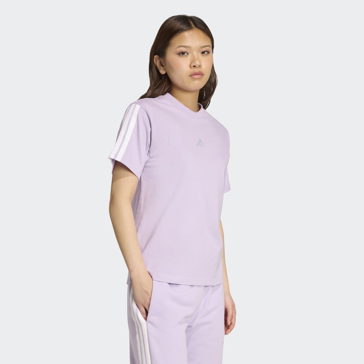 T-shirt de Mulher Essentials Cotton 3 Faixas Violeta-3