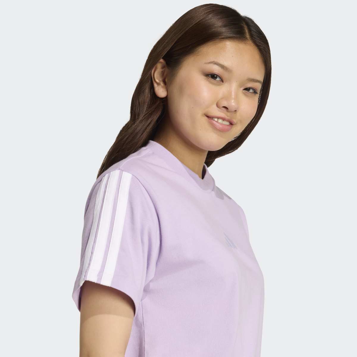 T-shirt de Mulher Essentials Cotton 3 Faixas Violeta-4