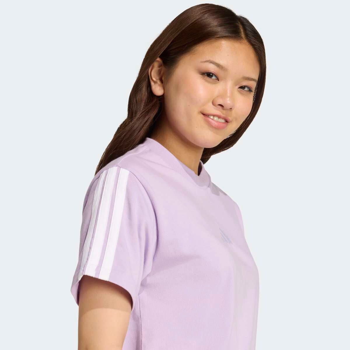 T-shirt de Mulher Essentials Cotton 3 Faixas Violeta-4