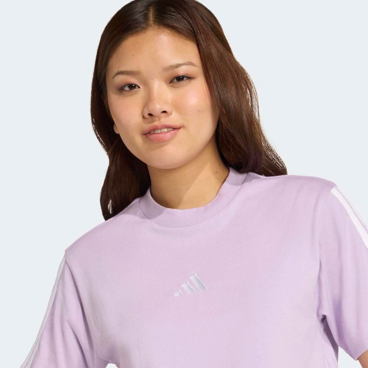 T-shirt de Mulher Essentials Cotton 3 Faixas Violeta-5