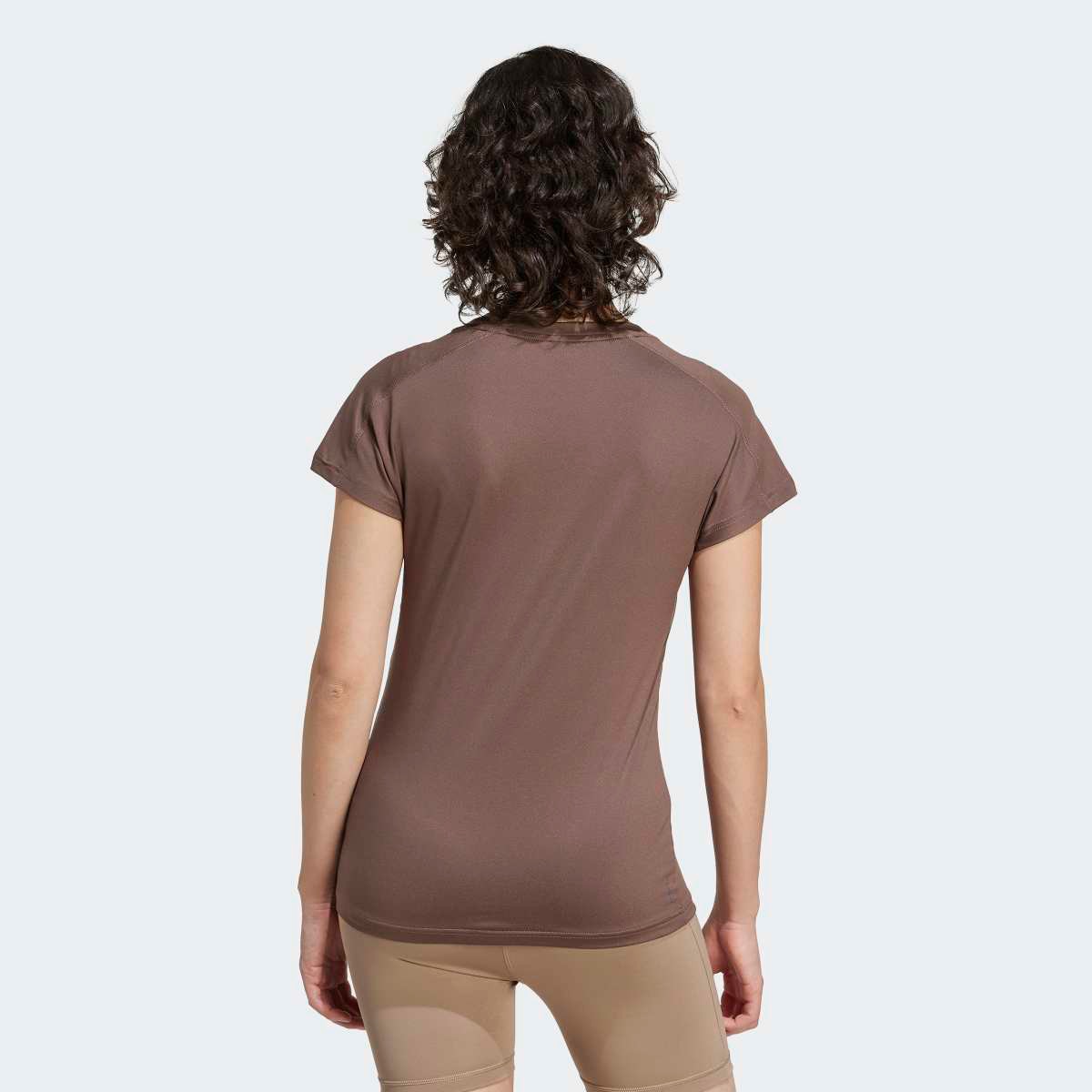 T-shirt de Mulher Aeroready Train Essentials Minimal Branding V-Neck Castanho-2