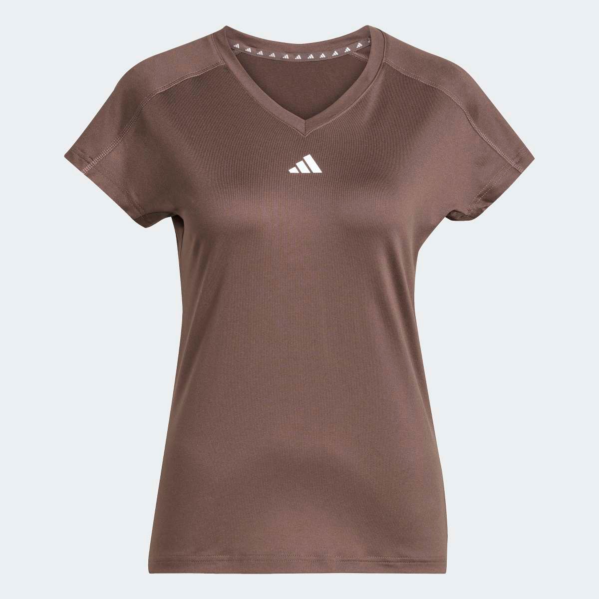 T-shirt de Mulher Aeroready Train Essentials Minimal Branding V-Neck Castanho-6