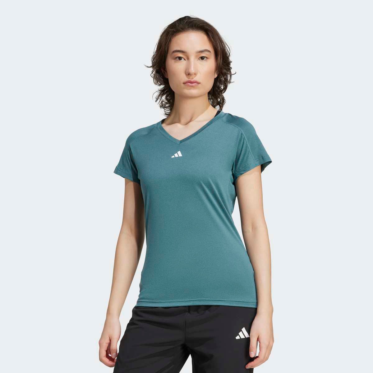 T-shirt de Mulher Aeroready Train Essentials Minimal Branding V-Neck Verde-1