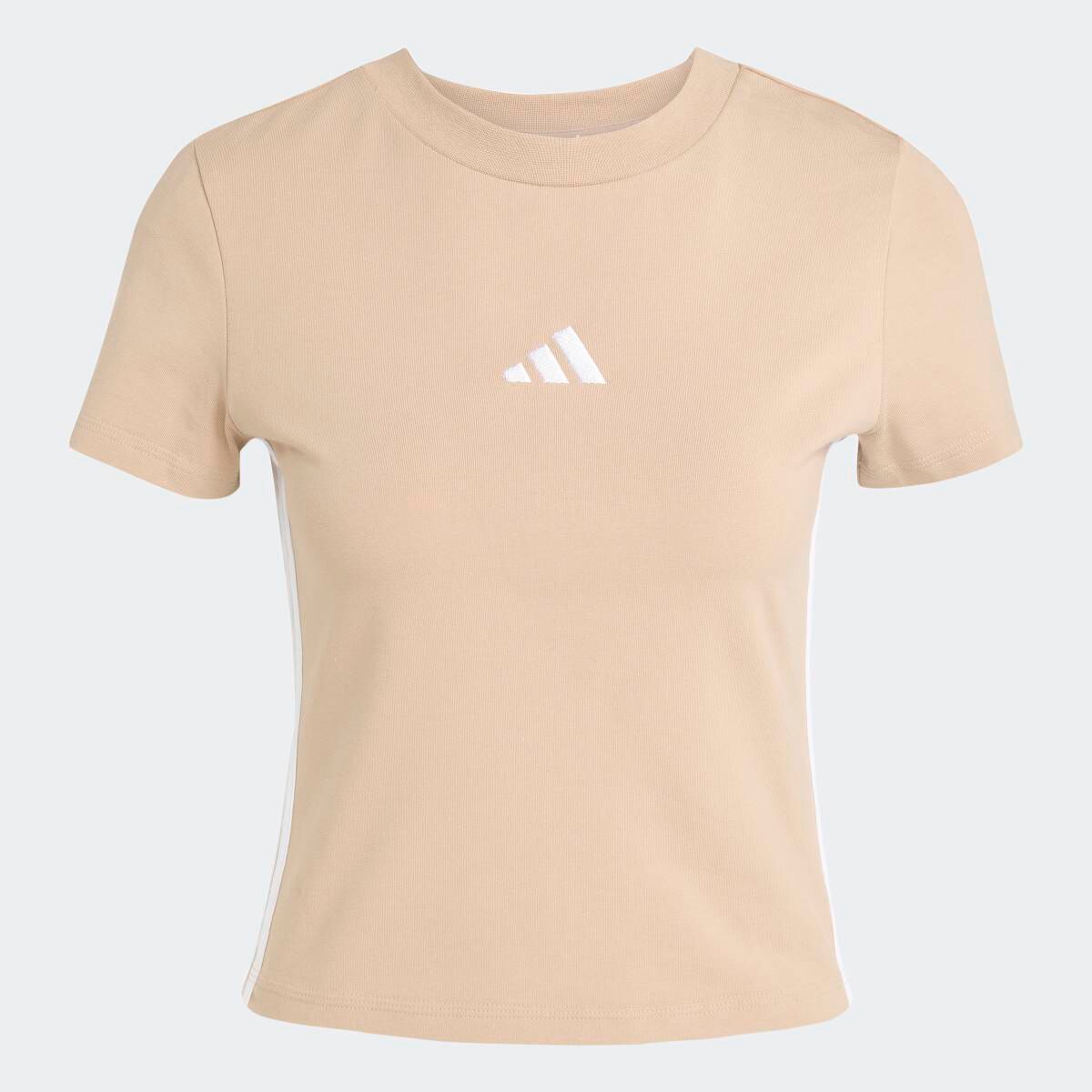 T-shirt de Mulher Essentials Slim Baby 3 Faixas Castanho-7
