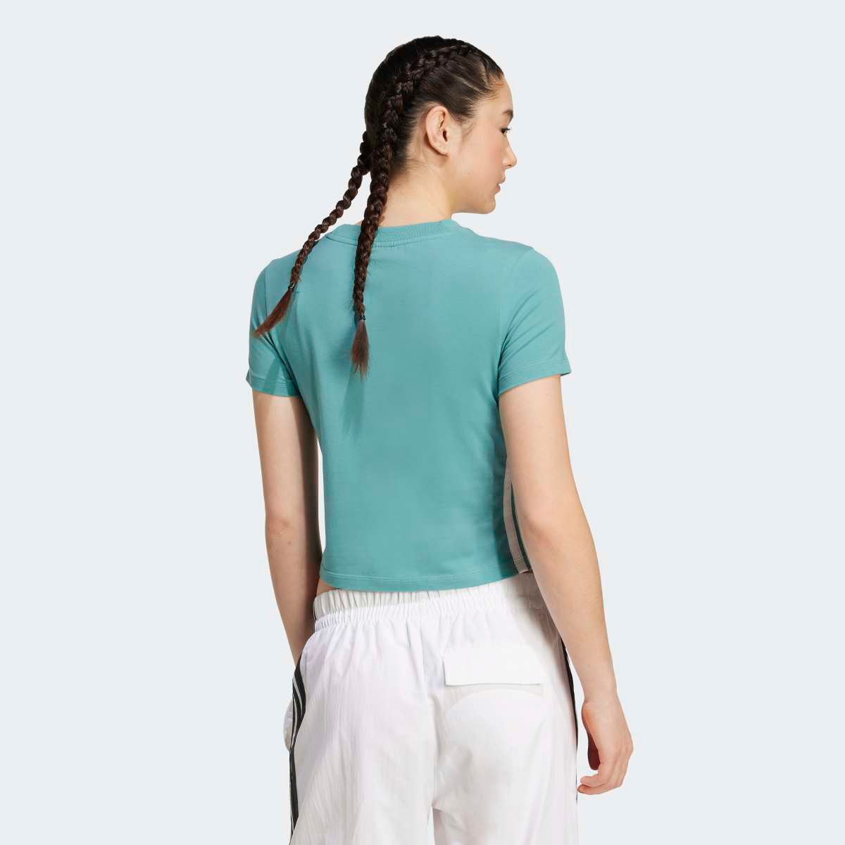 T-shirt de Mulher Essentials Slim Baby 3 Faixas Turquesa-2