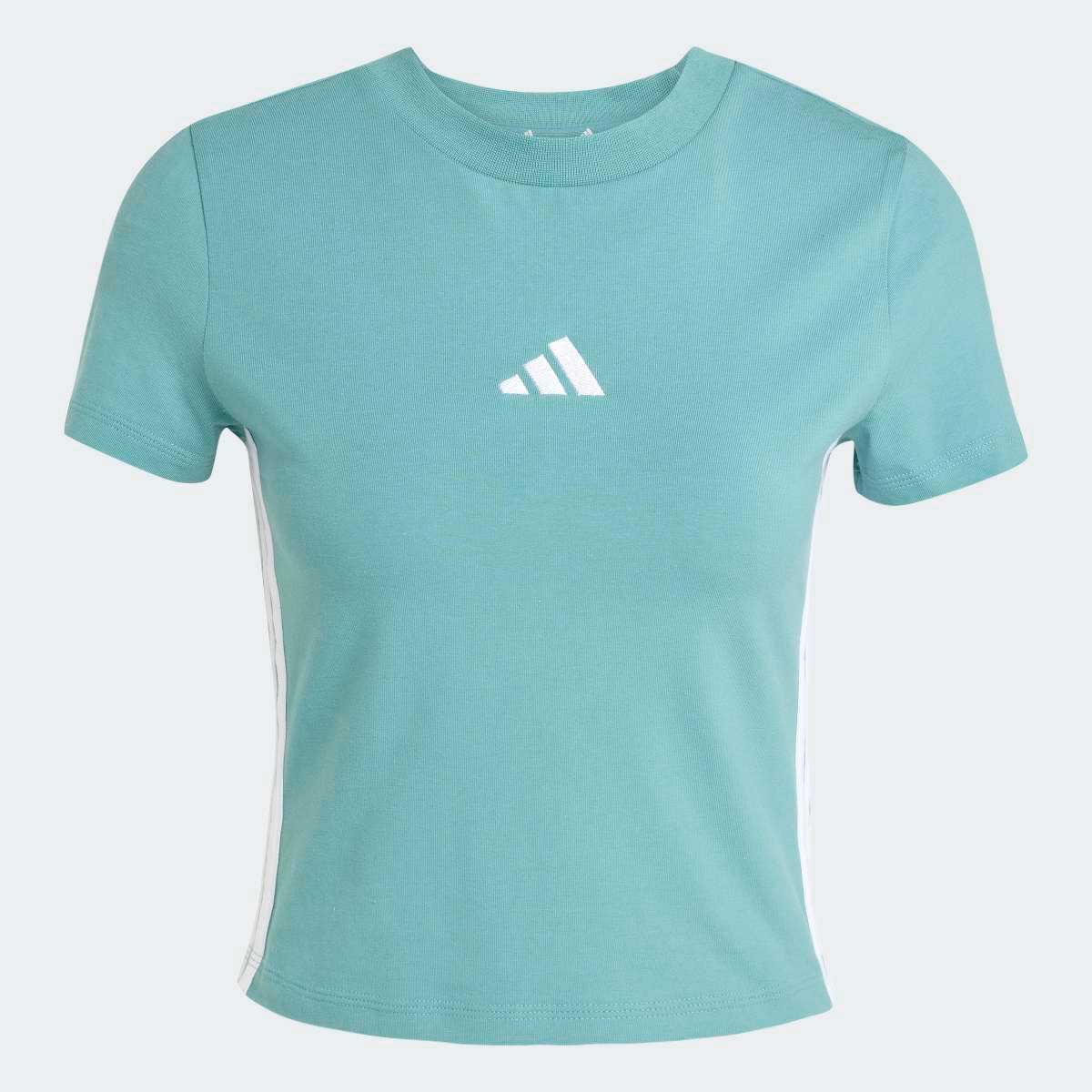 T-shirt de Mulher Essentials Slim Baby 3 Faixas Turquesa-7