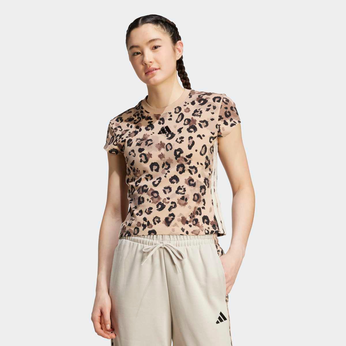T-shirt de Mulher 3 Faixas com Animal Print Multicolor-1