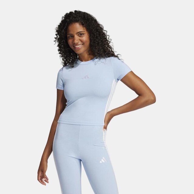 Camiseta de mujer Essentials Slim Baby 3 bandas adidas