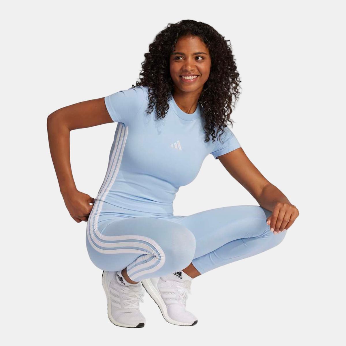 T-shirt de Mulher Essentials Slim Baby 3 Faixas Azul-3