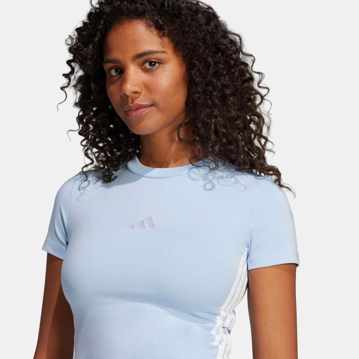 T-shirt de Mulher Essentials Slim Baby 3 Faixas Azul-4