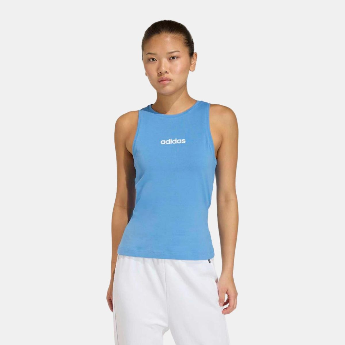 Imagen 0 de Camiseta de mujer Essentials Linear Slim Cotton adidas Azul