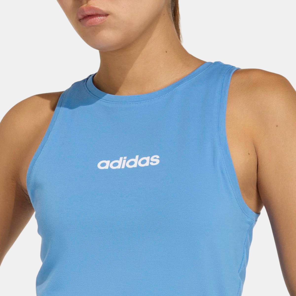 Camiseta de mujer Essentials Linear Slim Cotton adidas - Azul Azul-4