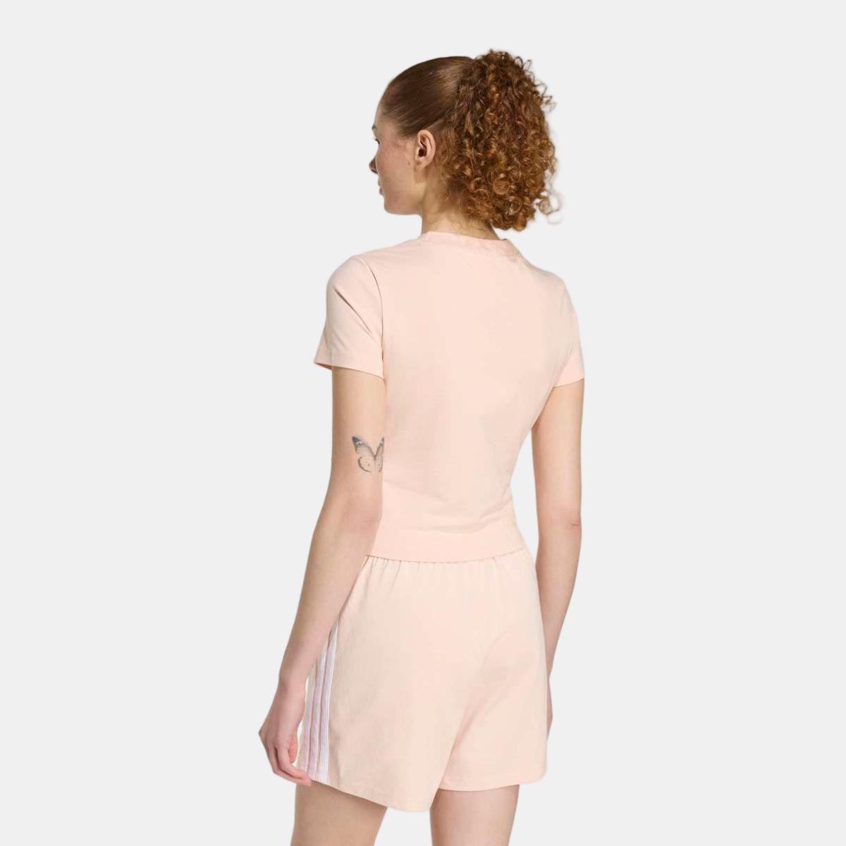T-shirt de Mulher Essentials Slim Baby 3 Faixas Rosa-2
