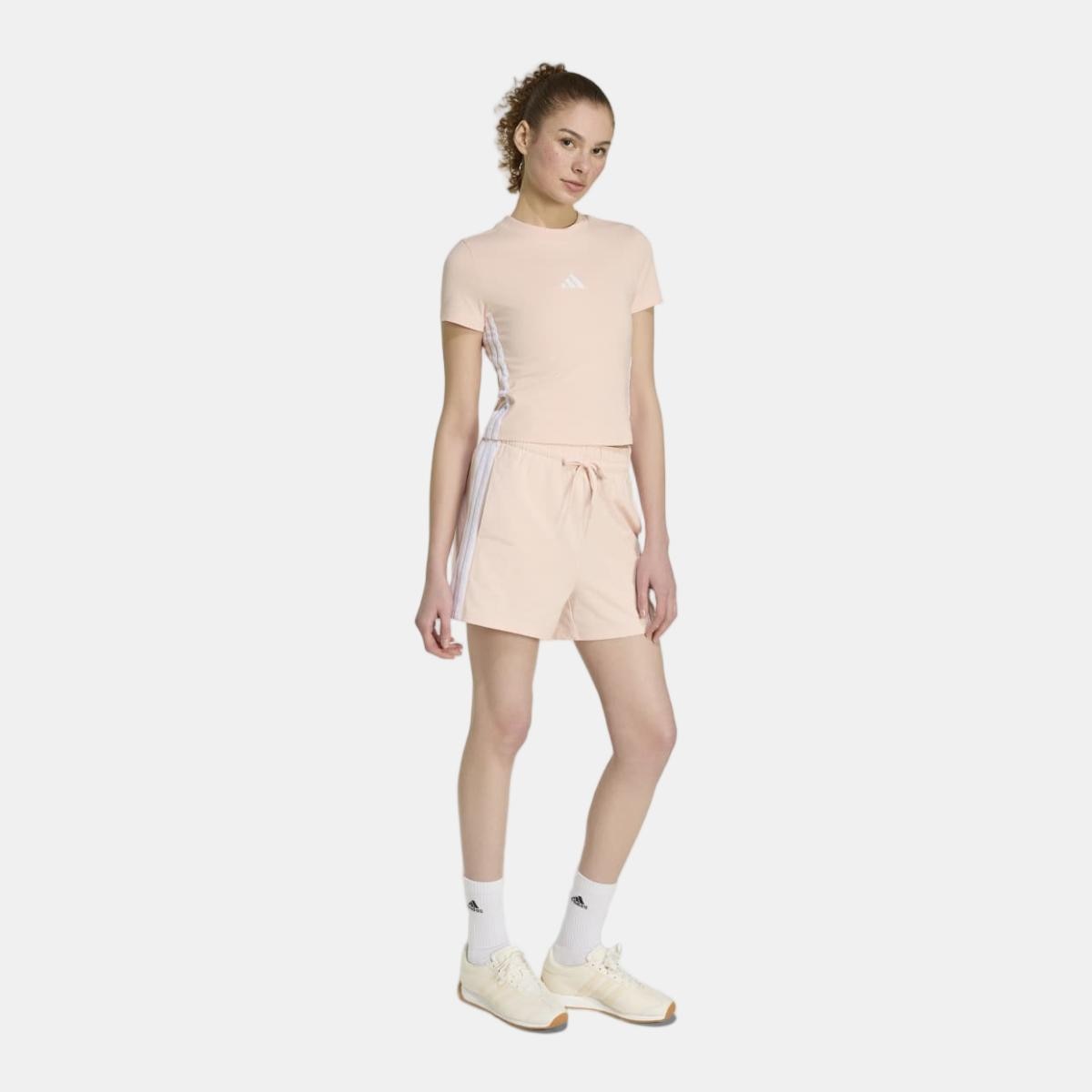 T-shirt de Mulher Essentials Slim Baby 3 Faixas Rosa-3