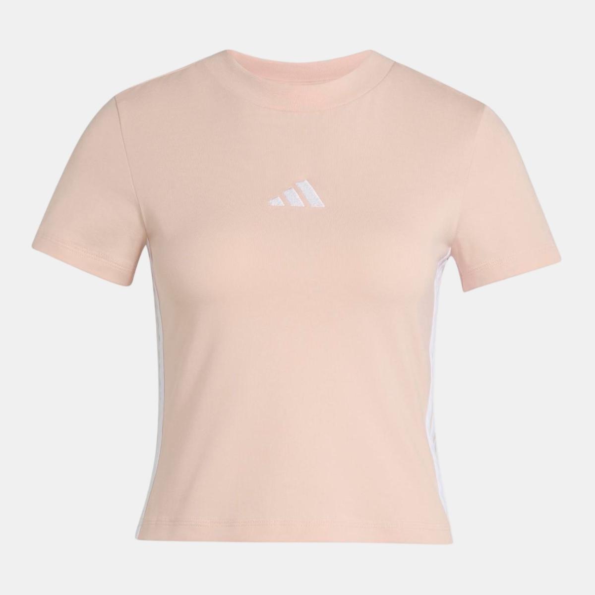 T-shirt de Mulher Essentials Slim Baby 3 Faixas Rosa-6