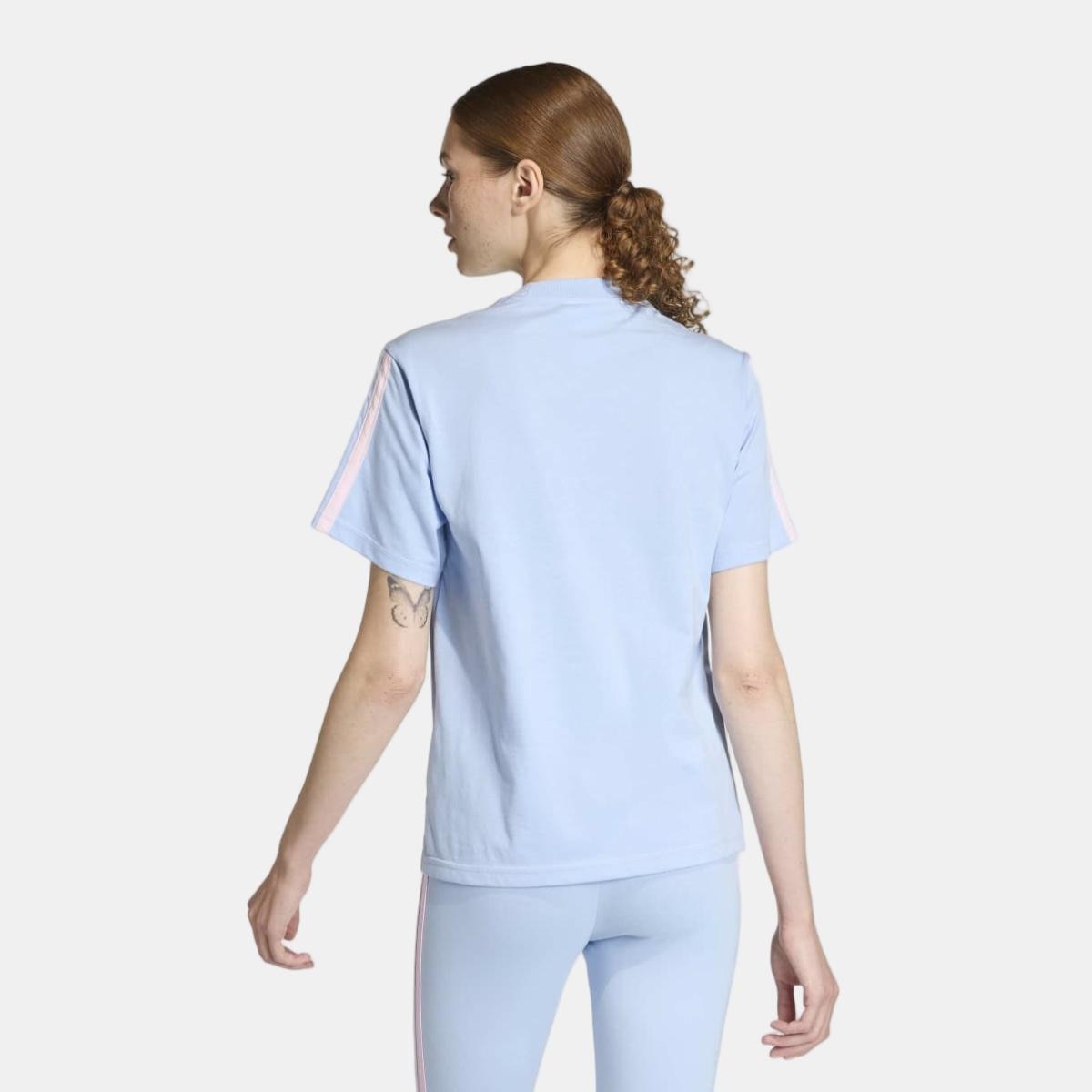 T-shirt de Mulher Essentials Cotton 3 Faixas Azul-2