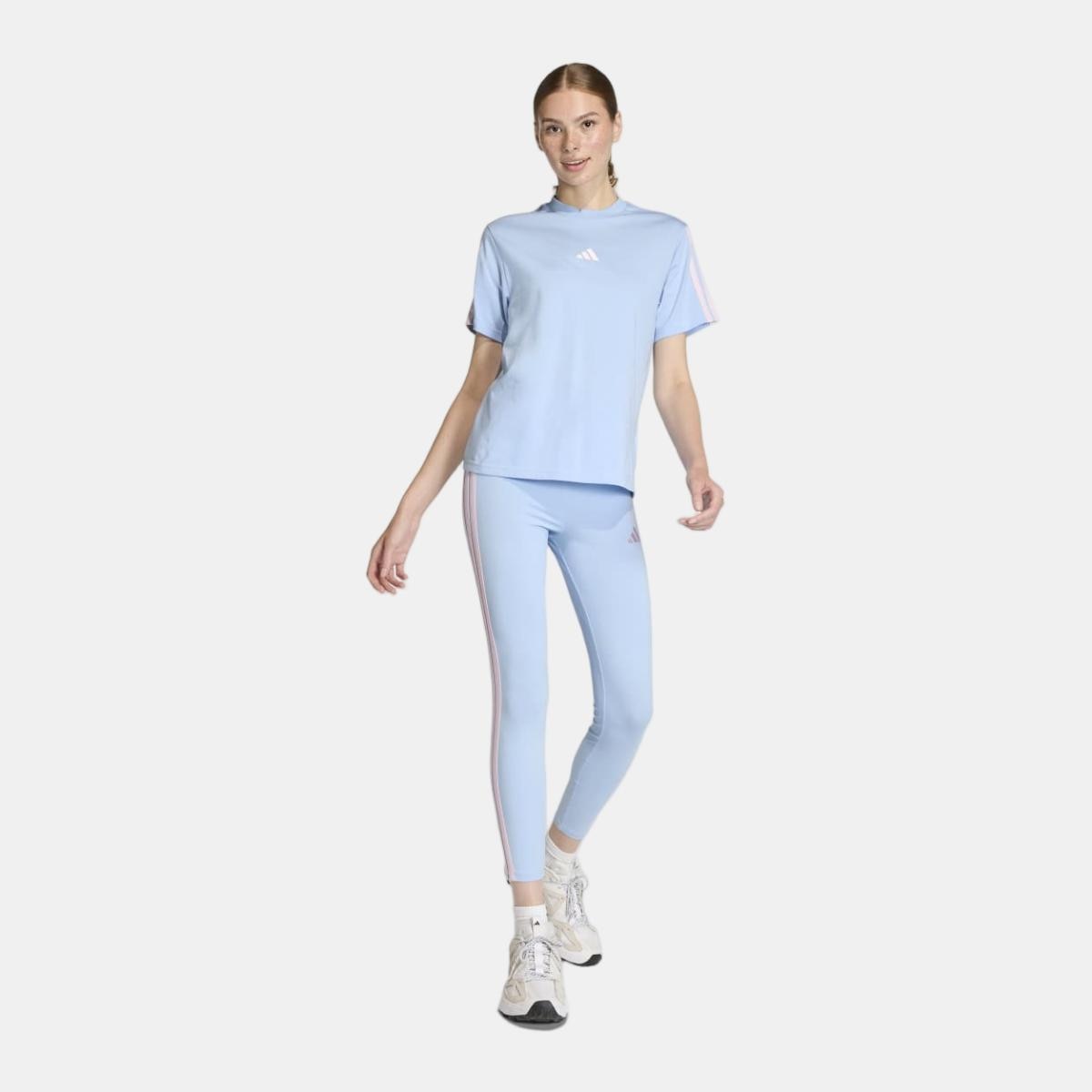 T-shirt de Mulher Essentials Cotton 3 Faixas Azul-3