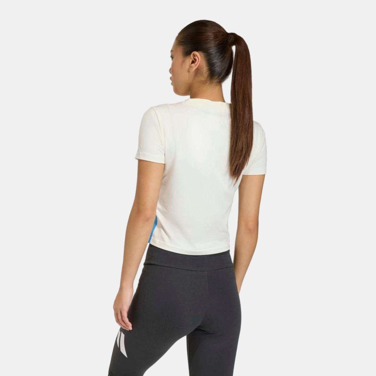 T-shirt de Mulher Essentials Slim Baby 3 Faixas Branco-2