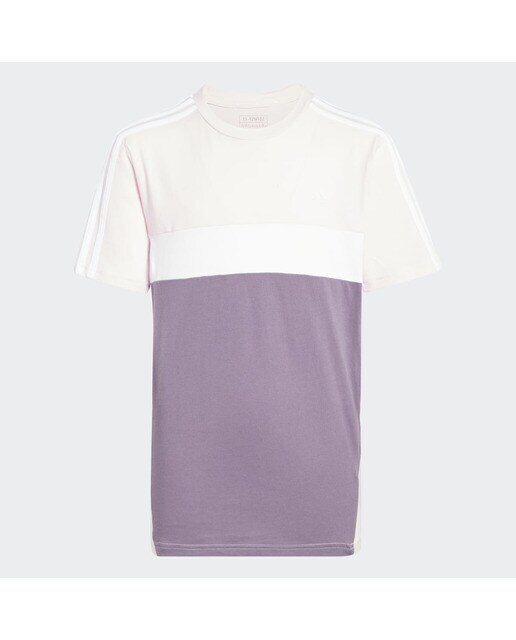T-shirt de Criança Tiberio Colorblock Cotton 3 Faixas Rosa-1