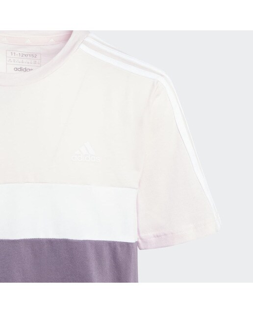 T-shirt de Criança Tiberio Colorblock Cotton 3 Faixas Rosa-3
