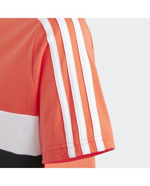 T-shirt de Menino Tiberio Colorblock Cotton 3 Faixas Laranja-4