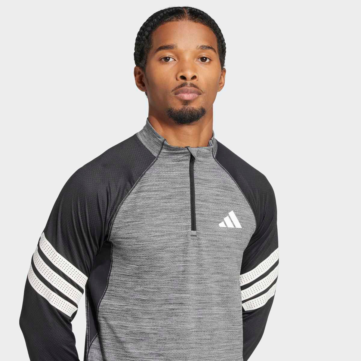 T-shirt de Homem Icon 1/4-Zip 3 Faixas Preto-4