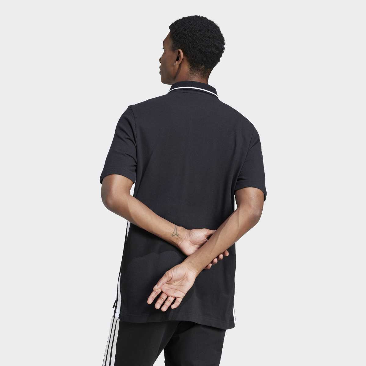 Polo de Homem Essentials Piqué 3 Faixas Preto-2