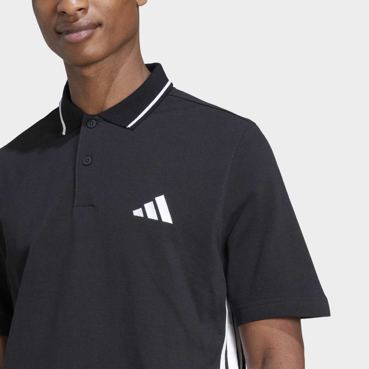 Polo de Homem Essentials Piqué 3 Faixas Preto-4