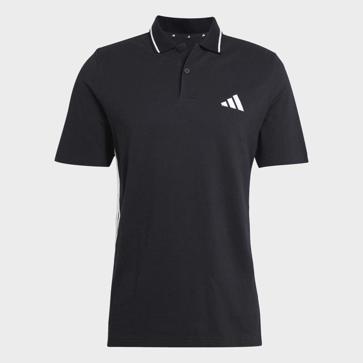 Polo de Homem Essentials Piqué 3 Faixas Preto-6