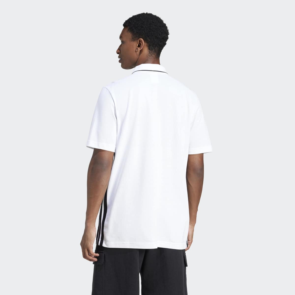 Polo de Homem Essentials Piqué 3 Faixas Branco-2