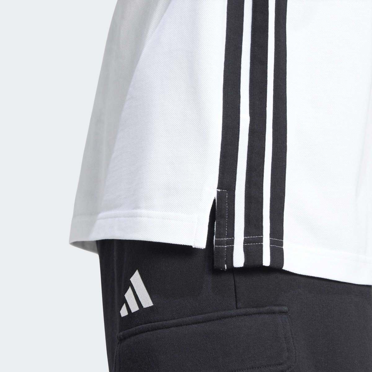 Polo de Homem Essentials Piqué 3 Faixas Branco-4
