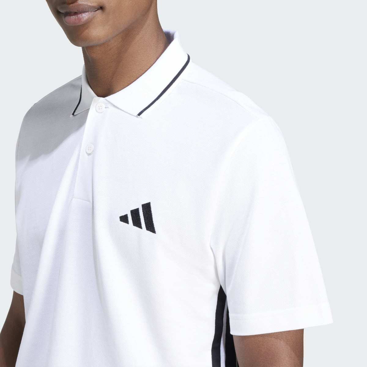 Polo de Homem Essentials Piqué 3 Faixas Branco-5