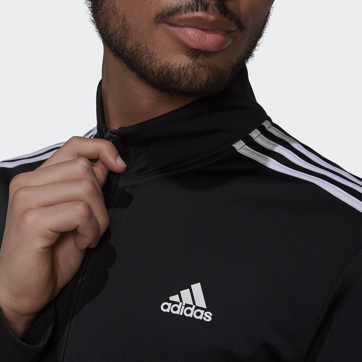 Sweatshirt de Homem Primegreen Essentials Warm-Up 3 Faixas Preto-3