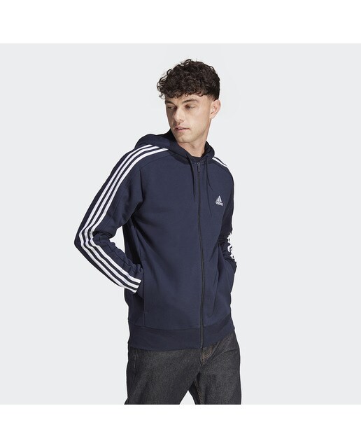 Casaco de Homem Essentials French Terry 3 Faixas Azul-1