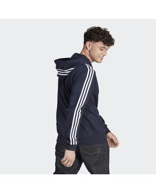 Casaco de Homem Essentials French Terry 3 Faixas Azul-2