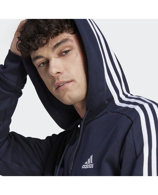 Casaco de Homem Essentials French Terry 3 Faixas Azul-4