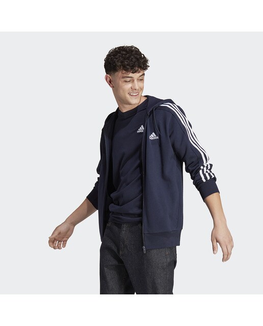 Casaco de Homem Essentials French Terry 3 Faixas Azul-5