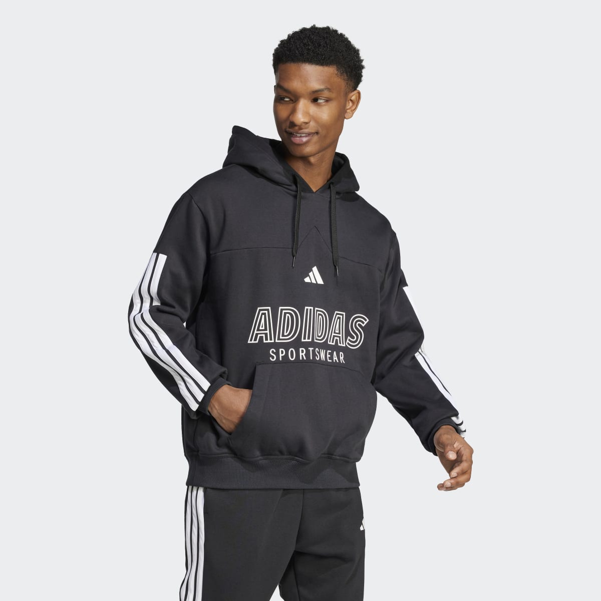 Sweatshirt de Homem com Capuz House of Tiro Fleece Preto-4