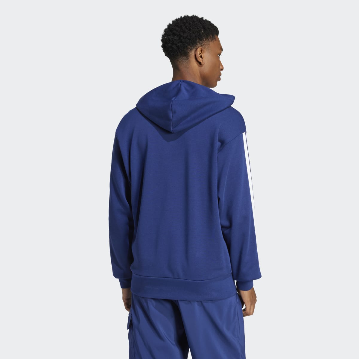 Sweatshirt de Homem com Capuz Essentials French Terry 3 Faixas Azul-2