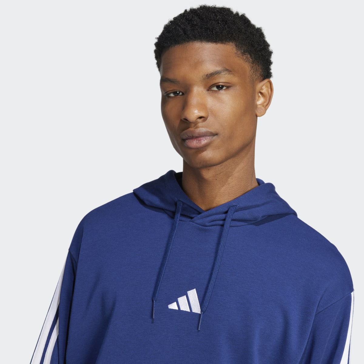 Sweatshirt de Homem com Capuz Essentials French Terry 3 Faixas Azul-3