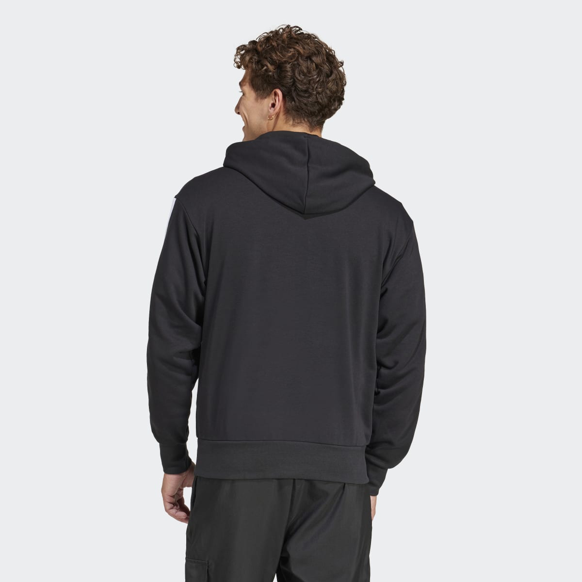 Sweatshirt de Homem com Capuz Essentials French Terry 3 Faixas Preto-2