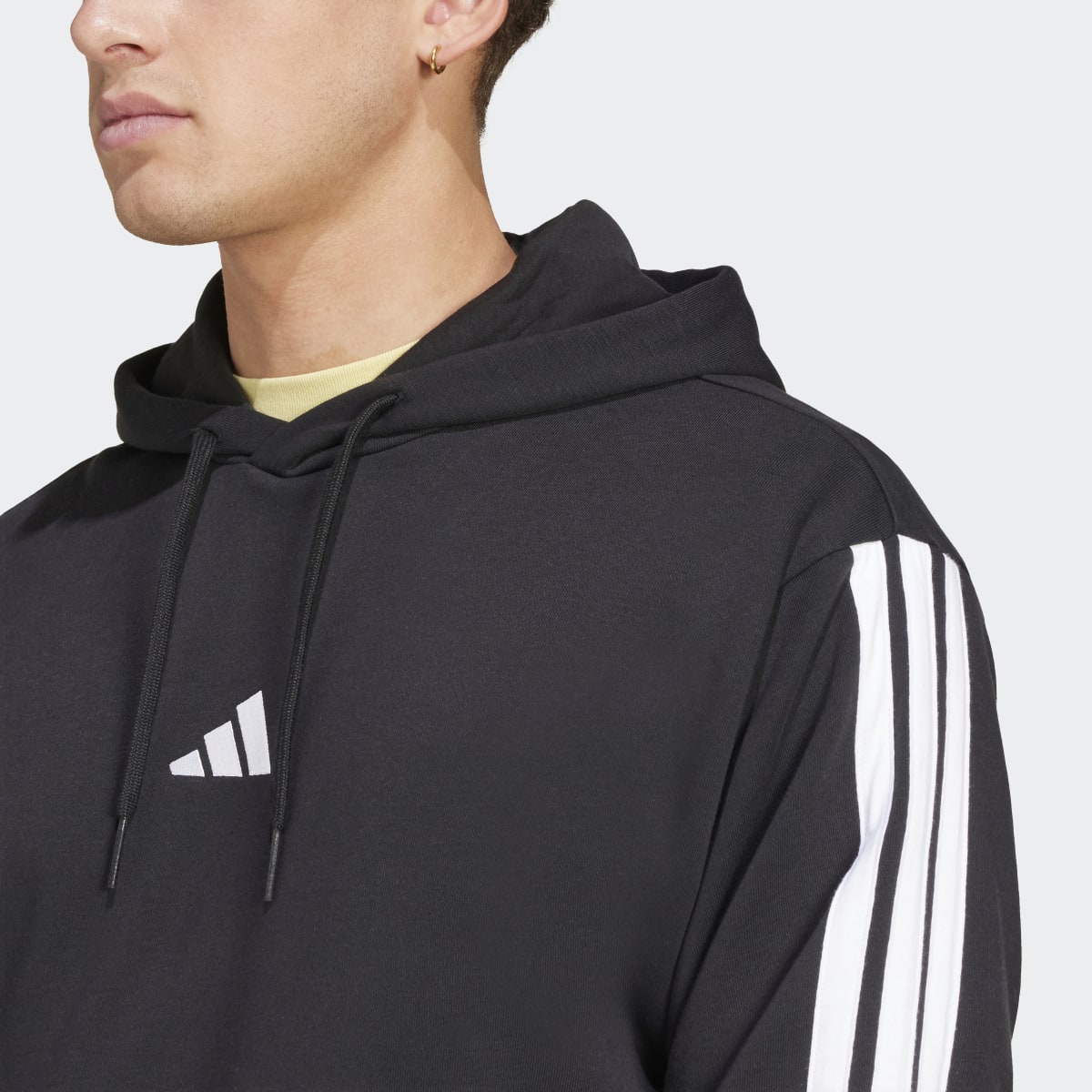 Sweatshirt de Homem com Capuz Essentials French Terry 3 Faixas Preto-3