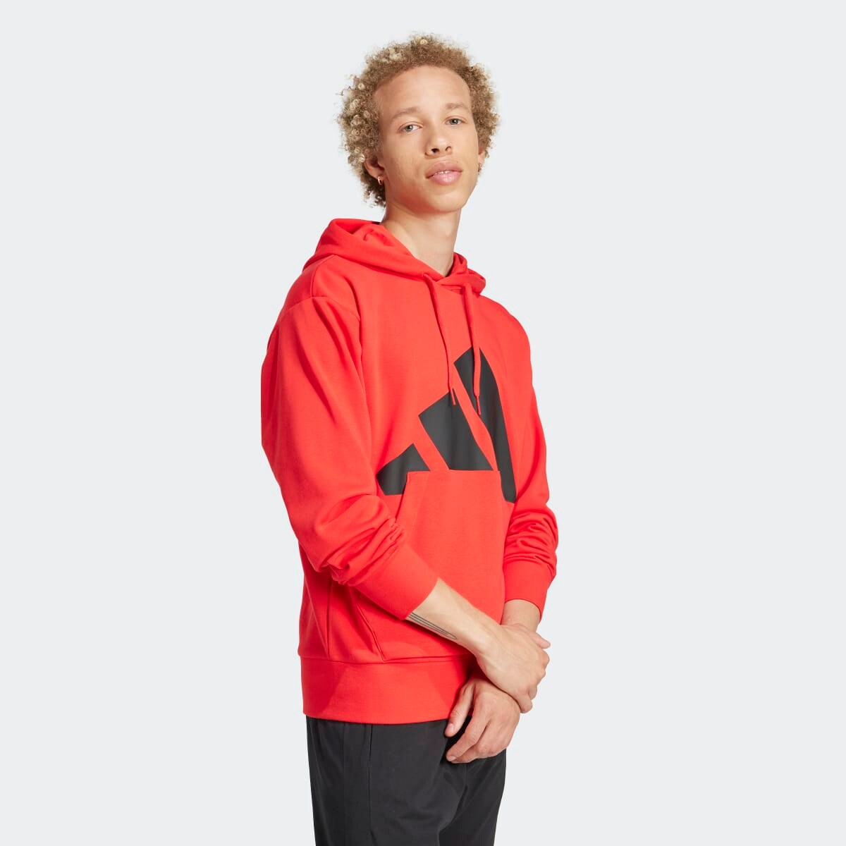 Sweatshirt de Homem com Capuz Essentials Big Logo French Terry Vermelho-4