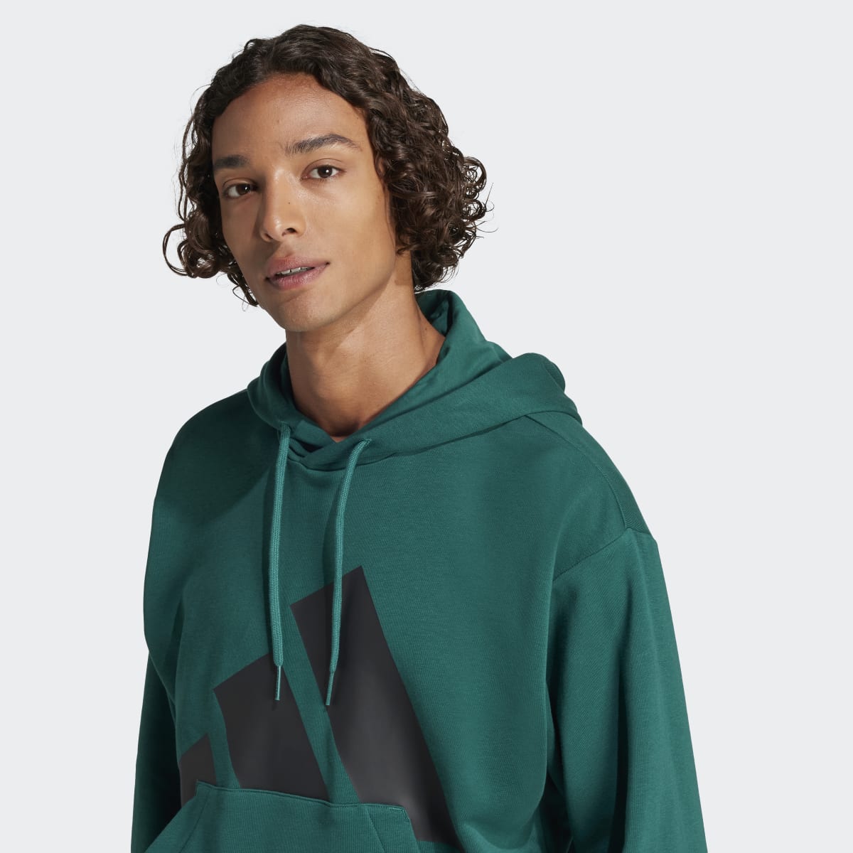 Sweatshirt de Homem com Capuz Essentials Big Logo French Terry Verde-3