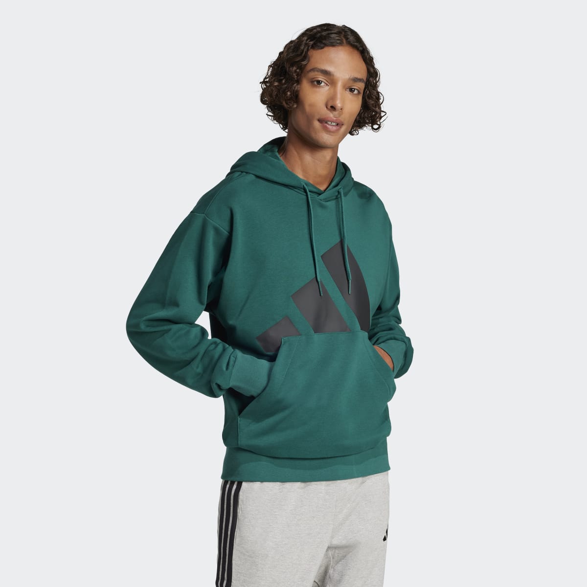 Sweatshirt de Homem com Capuz Essentials Big Logo French Terry Verde-4
