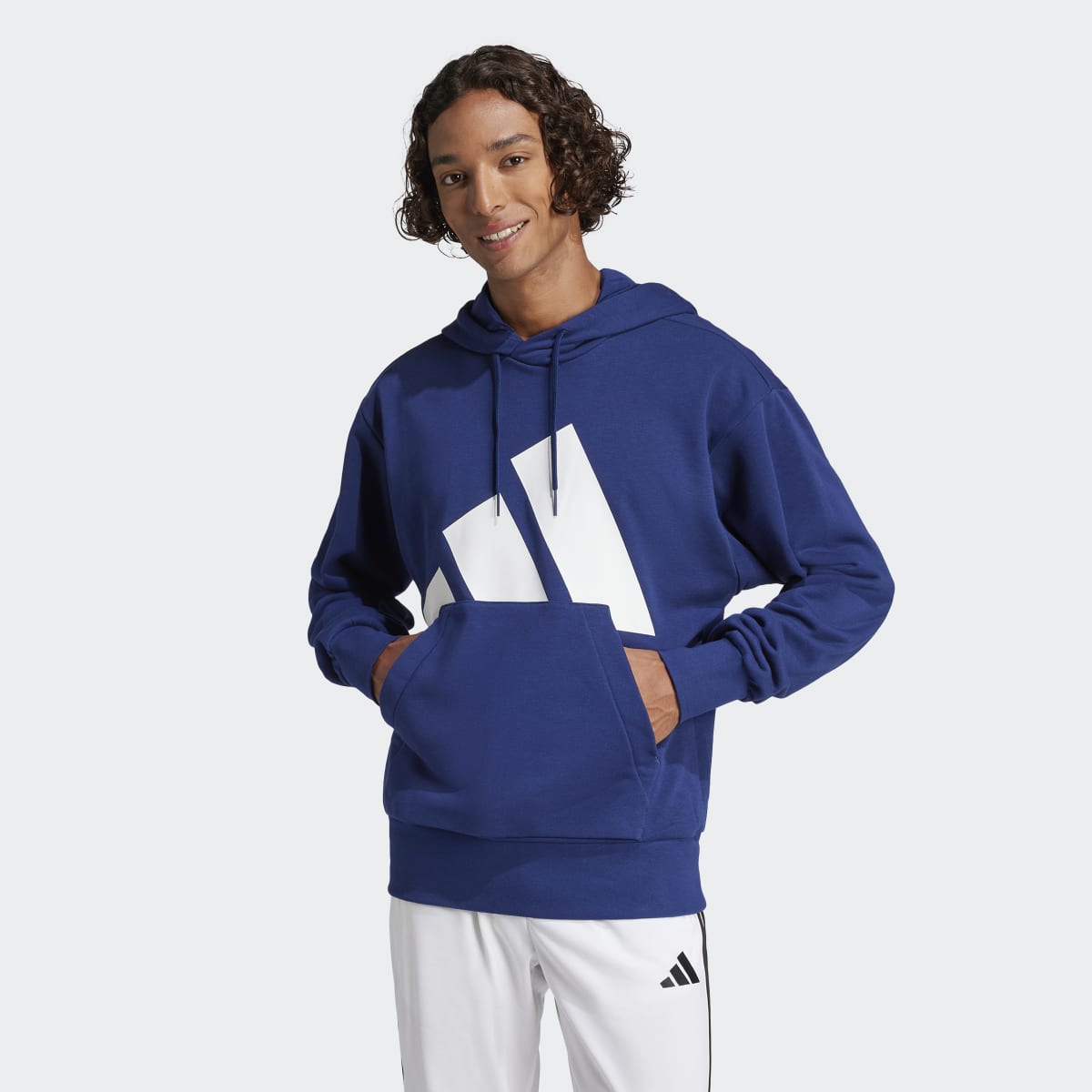 Sweatshirt de Homem com Capuz Essentials Big Logo French Terry Azul-1