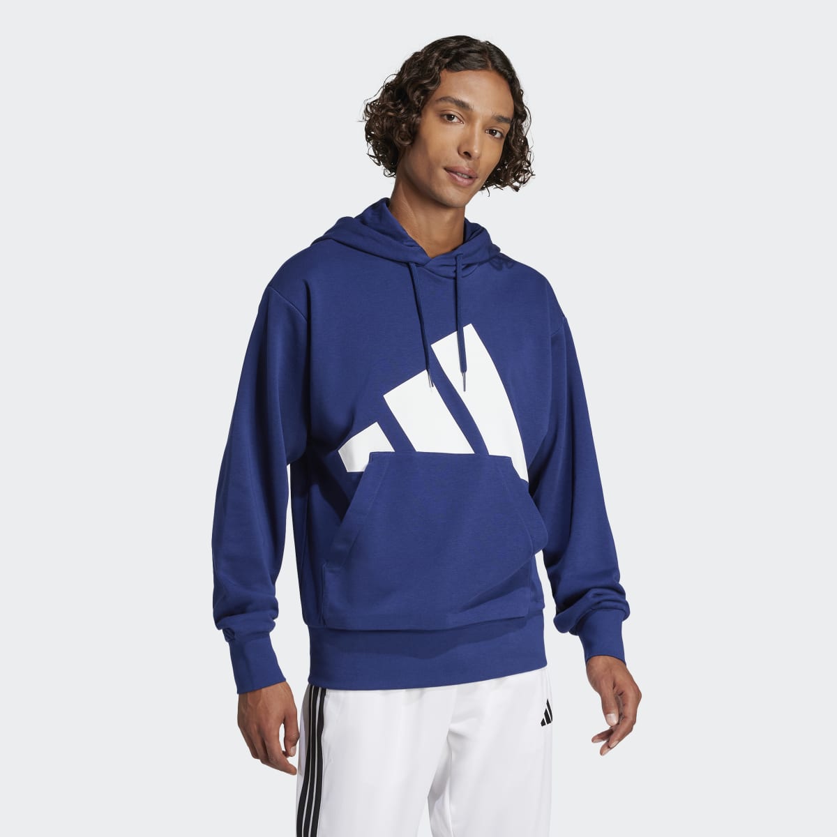 Sweatshirt de Homem com Capuz Essentials Big Logo French Terry Azul-4