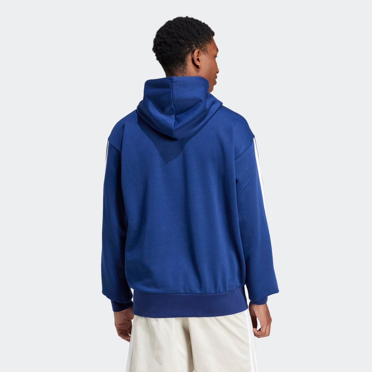 Sweatshirt de Homem com Capuz Essentials Fleece 3 Faixas Azul-2
