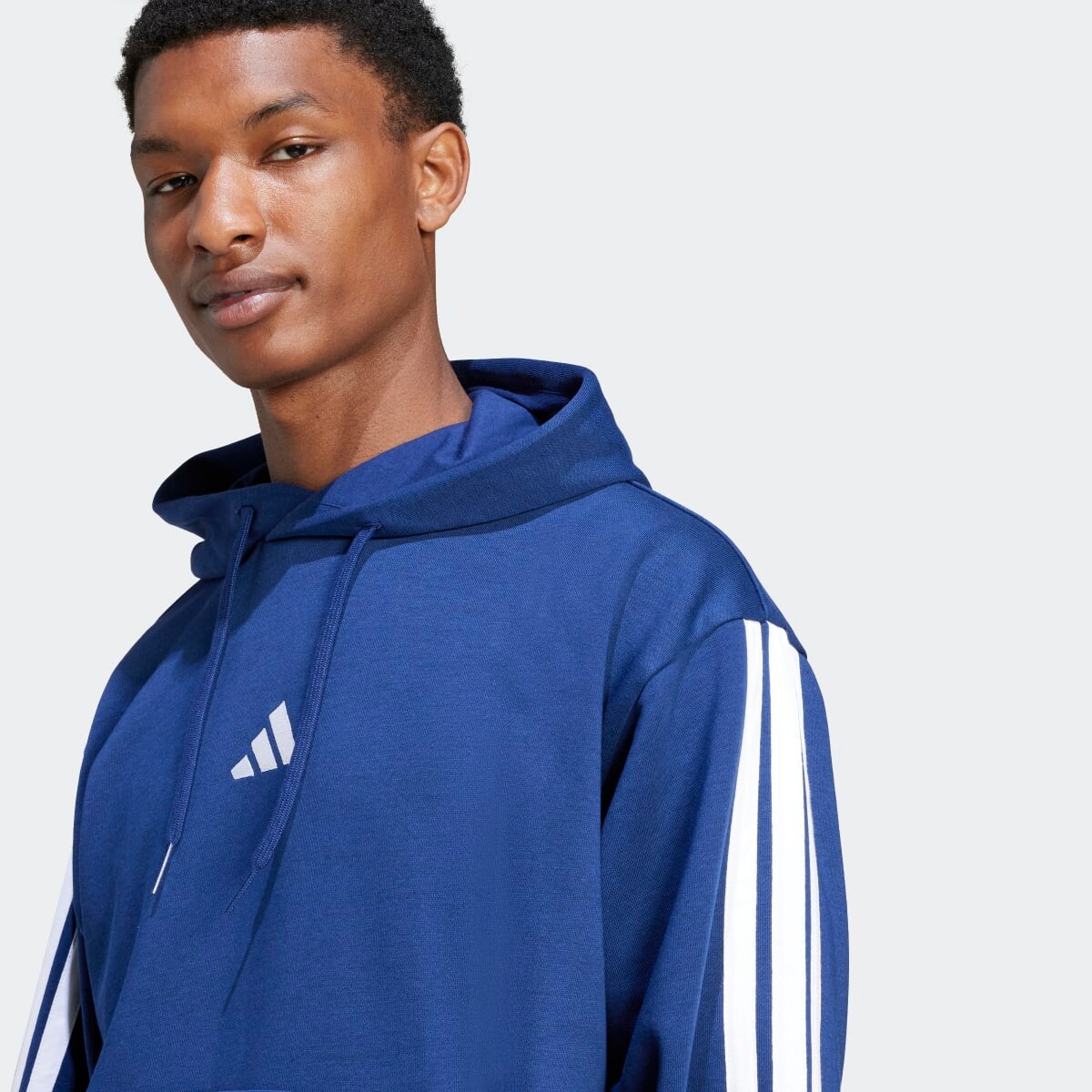 Sweatshirt de Homem com Capuz Essentials Fleece 3 Faixas Azul-3